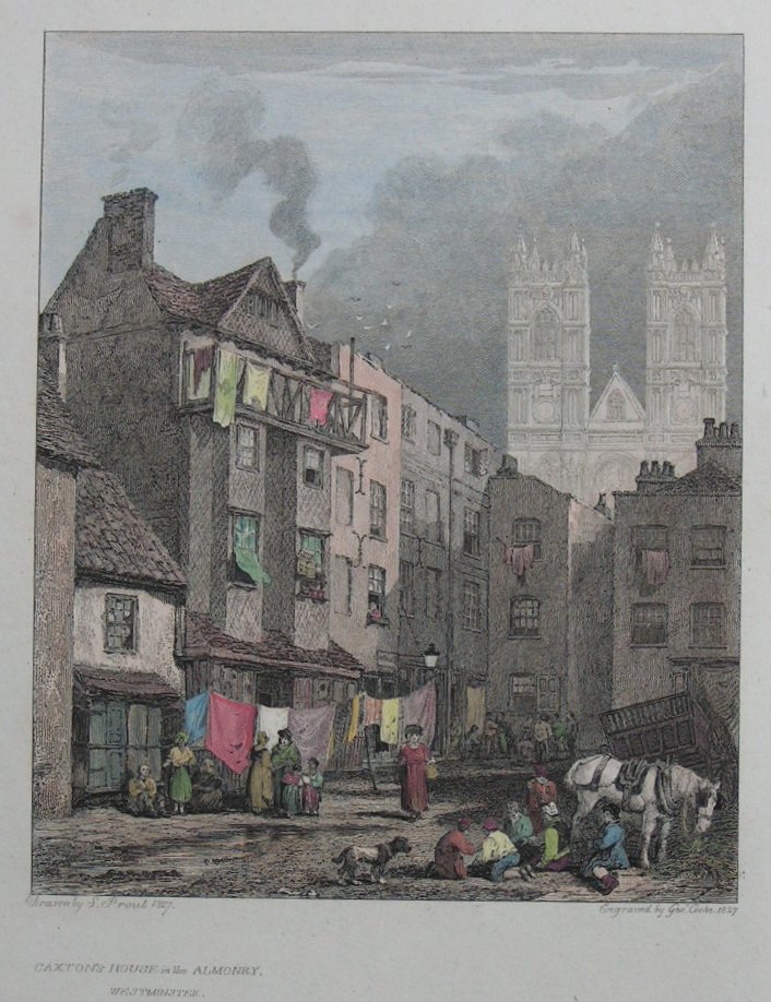 Print - Caxton's House in the Almonry, Westminster - Cooke